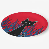 Schwarze Katze Pappteller (Schrägansicht)