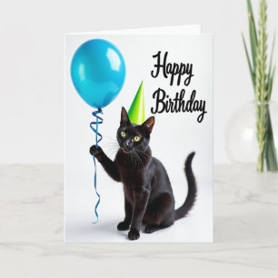Schwarze Katze Party Geburtstagskarte Karte