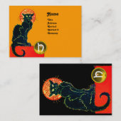 SCHWARZE KATZE PARTY MONOGRAMM VISITENKARTE (Vorne/Hinten)