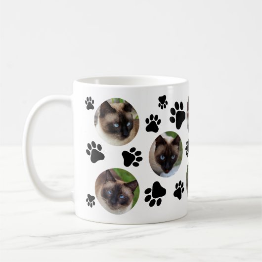 Schwarze Katze Pawprint 8 FotoCollage Kaffeetasse (Links)
