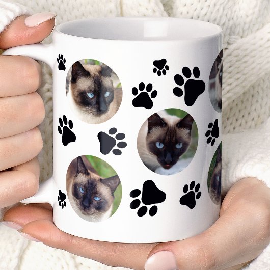 Schwarze Katze Pawprint 8 FotoCollage Kaffeetasse
