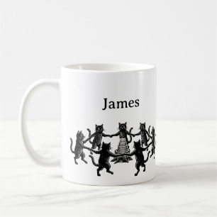 Schwarze Katze Pegan Tanz Benutzerdefinierter Name Kaffeetasse