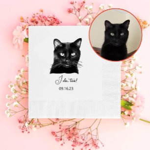Schwarze Katze Personalisiert tue ich auch Serviette