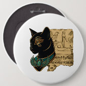 Schwarze Katze Pharao Design Button (Vorne & Hinten)