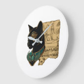 Schwarze Katze Pharao Design Große Wanduhr (Winkel)