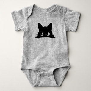 Schwarze Katze Pinkeln Niedliche Halloween Herbstk Baby Strampler