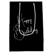 Schwarze Katze Portrait zum Geburtstag Mittlere Geschenktüte (Rückseite)