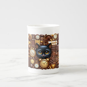 Schwarze Katze Porzellantasse