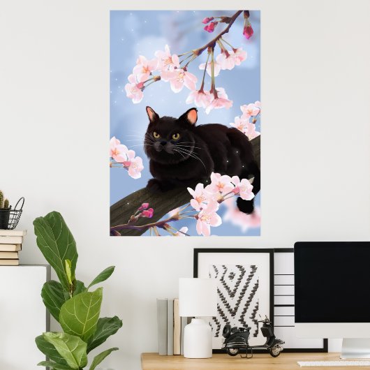 Schwarze Katze Poster (Heimbüro)
