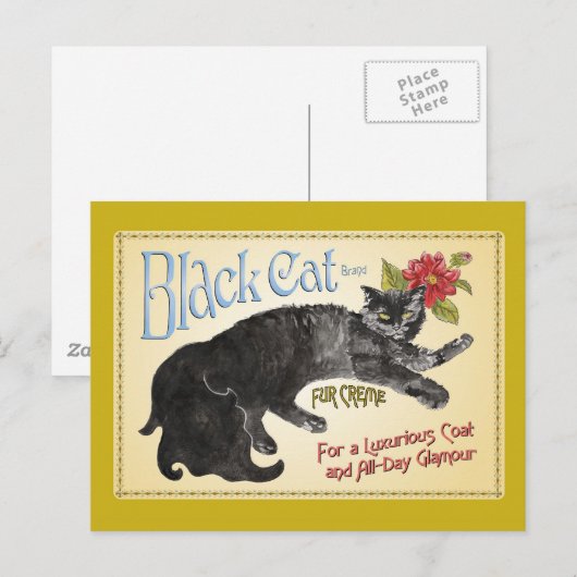 Schwarze Katze Postkarte (Vorne/Hinten)