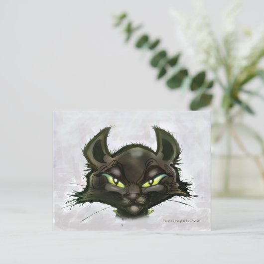Schwarze Katze Postkarte (Stehend Vorderseite)