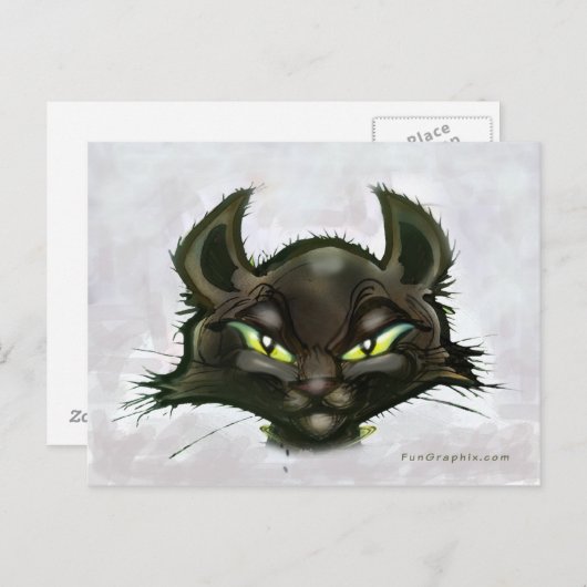 Schwarze Katze Postkarte (Vorne/Hinten)