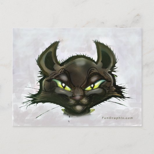 Schwarze Katze Postkarte (Vorderseite)