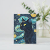 Schwarze Katze Postkarte (Stehend Vorderseite)