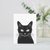 Schwarze Katze Postkarte (Stehend Vorderseite)