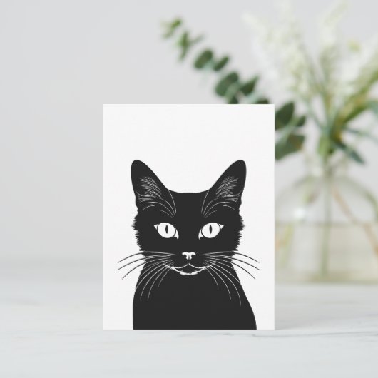 Schwarze Katze Postkarte (Stehend Vorderseite)