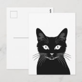 Schwarze Katze Postkarte (Vorne/Hinten)