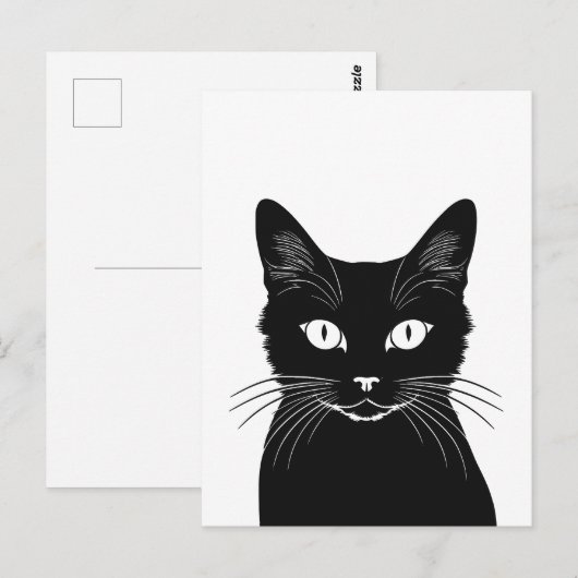 Schwarze Katze Postkarte (Vorne/Hinten)