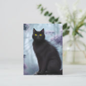 Schwarze Katze Postkarte (Stehend Vorderseite)