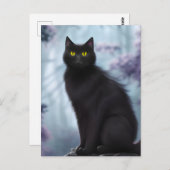 Schwarze Katze Postkarte (Vorne/Hinten)