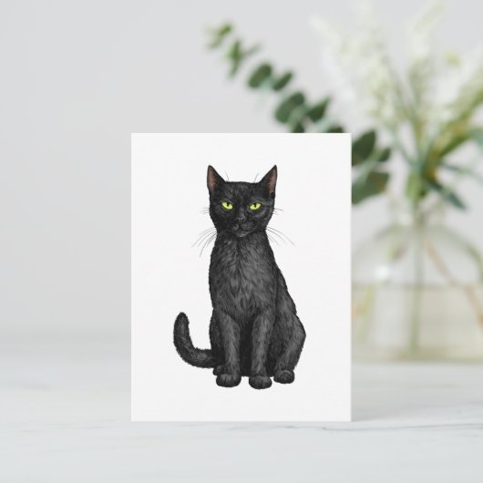 Schwarze Katze Postkarte (Stehend Vorderseite)