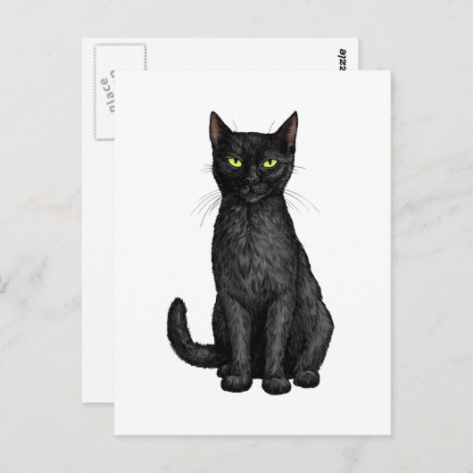 Schwarze Katze Postkarte (Vorne/Hinten)