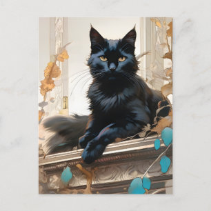 Schwarze Katze Postkarte