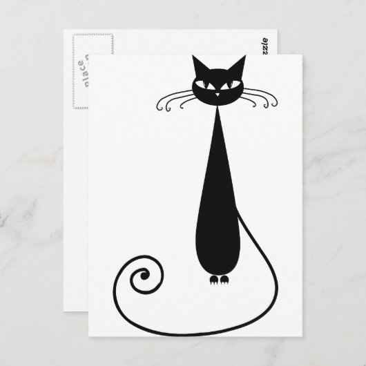 Schwarze Katze Postkarte (Vorne/Hinten)