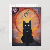 Schwarze Katze Postkarte (Vorne/Hinten)