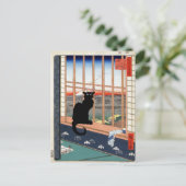 Schwarze Katze Postkarte (Stehend Vorderseite)