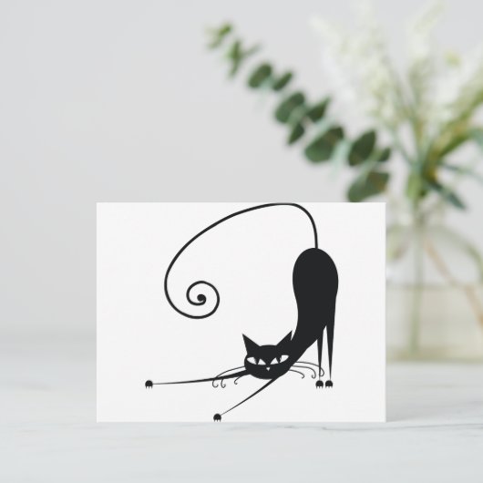 Schwarze Katze Postkarte (Stehend Vorderseite)