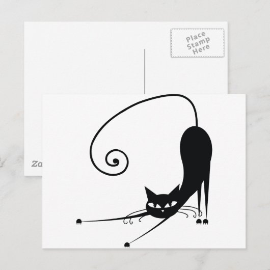 Schwarze Katze Postkarte (Vorne/Hinten)