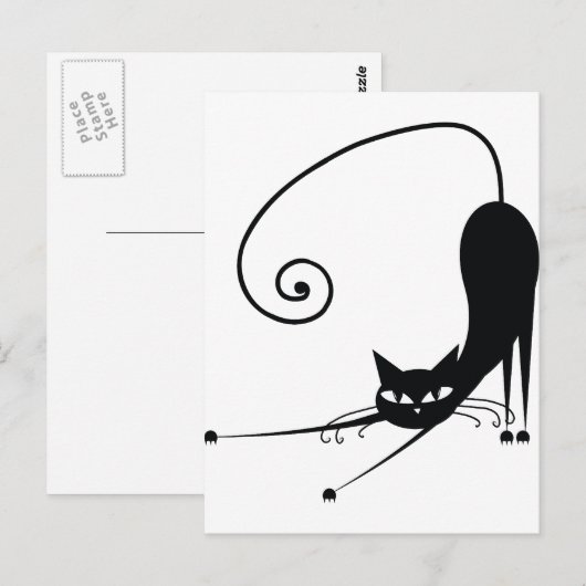 Schwarze Katze Postkarte (Vorne/Hinten)