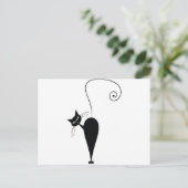 Schwarze Katze Postkarte (Stehend Vorderseite)