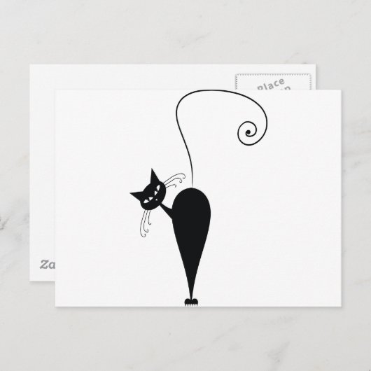 Schwarze Katze Postkarte (Vorne/Hinten)