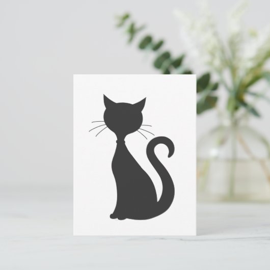 Schwarze Katze Postkarte (Stehend Vorderseite)