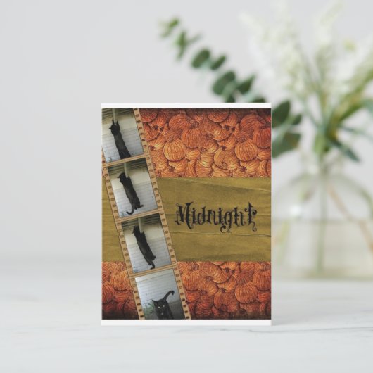 Schwarze Katze Postkarte (Stehend Vorderseite)