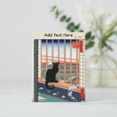 Schwarze Katze Postkarte (Stehend Vorderseite)