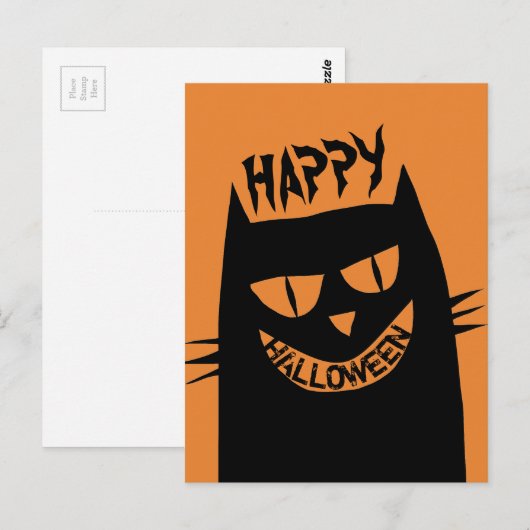 Schwarze Katze Postkarte (Vorne/Hinten)