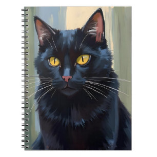 Schwarze Katze   Pretty Kitten Aquarell Notizblock
