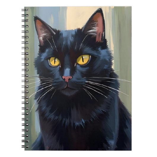 Schwarze Katze | Pretty Kitten Aquarell Notizblock (Vorderseite)