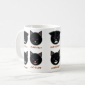 Schwarze Katze Punny Halloween Tasse (Vorderseite Links)