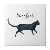 Schwarze Katze "purrfect " Fliese (Vorderseite)