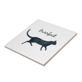Schwarze Katze "purrfect " Fliese (Seite)