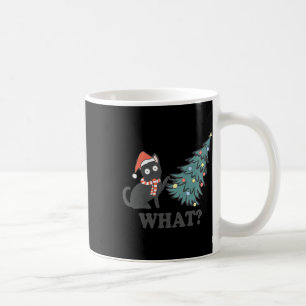 Schwarze Katze Pushing Weihnachtsbaum Was Weihnach Kaffeetasse