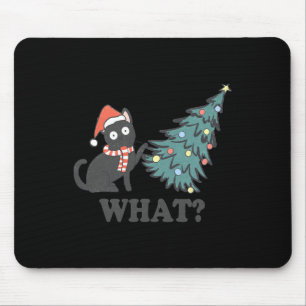 Schwarze Katze Pushing Weihnachtsbaum Was Weihnach Mousepad