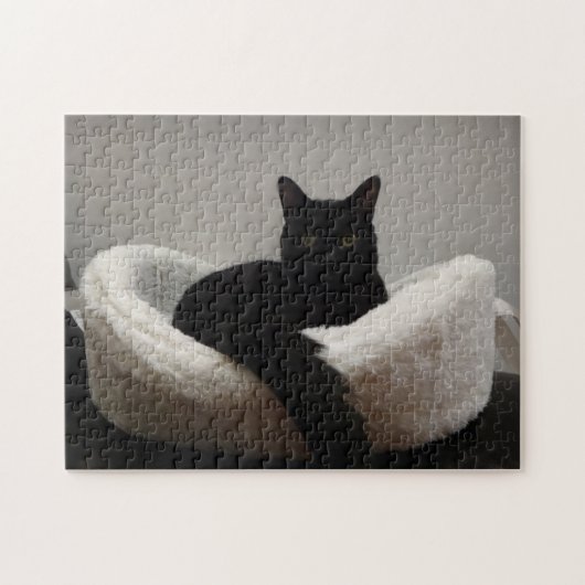 Schwarze Katze Puzzle (Horizontal)