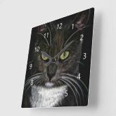 Schwarze Katze Quadratische Wanduhr (Winkel)