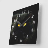 Schwarze Katze Quadratische Wanduhr (Winkel)