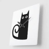 Schwarze Katze Quadratische Wanduhr (Winkel)
